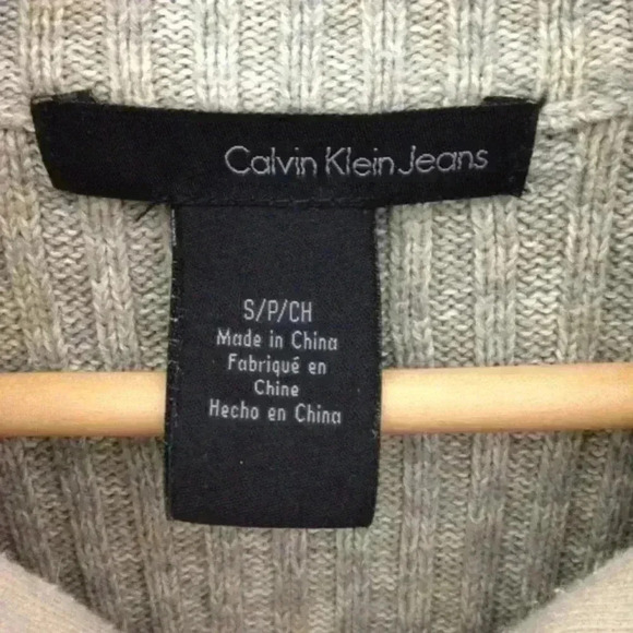 Calvin Klein 1/4 Zip Cotton Knit Gray S Sweater - Picture 4 of 7